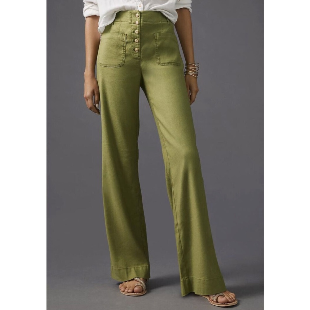 Maeve Wide Leg Pants in Olive Green